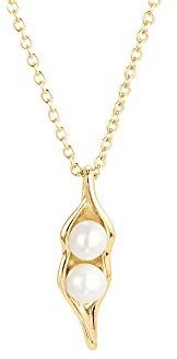 Women's Gold Tone Two Simulated Pearls Peas in a Pod Pendant (16 chain) - Pea Pod Jewelry - Necklaces for Women - Gift for Her - Gifts for Mom