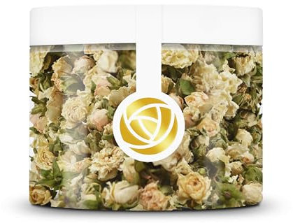 Rosie Rose Dekorative Rosenblüten in 7 Farben - 20g - Dekorative getrocknete Blüten, Topping für Torten, Kuchen Dekoration,100% natürlich zum Backen Kochen & Dekorieren (Vintage White)