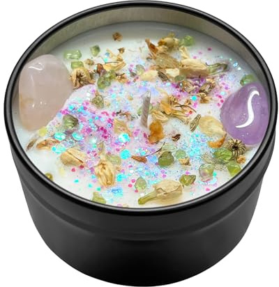 Ostara Blessings Easter Spring Equinox Herbal Intention Crystal Candle | Home Decor Ritual Altar Tool Crystal Stone Scented Soy Candle Devotional Gift