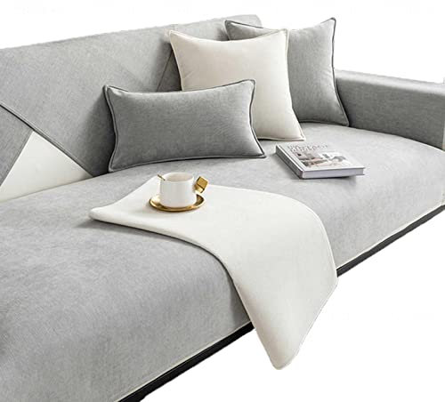 YWQJL Couchbezug L Form,Sofabezüge 1 2 3 4 Sitzer Wasserdicht Sofabezug, rutschfeste Sofadecke,Ecksofa Pets Dog Couch Überzug Anti-Rutsch Sofa Überwurf,LightGrey-90x240cm