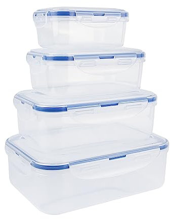 Lre Co. Einfrierbehälter mit Deckel, Pack von 8 (4 Behälter + 4 Deckel) Frischhaltedosen BPA-freie Plastikbehälter luftdichte leckagesichere Lebensmittel-Box Set für Mikrowelle Gefrierschrank Safe