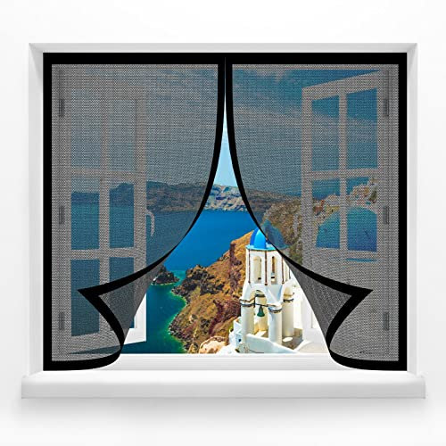 Unsichtbares Moskitonetze Fenster 100 x 200 cm Insektenschutz Fensternetz Automatisches Schließen für Fenster & Terrassentüren & Balkontüren, Schwarz