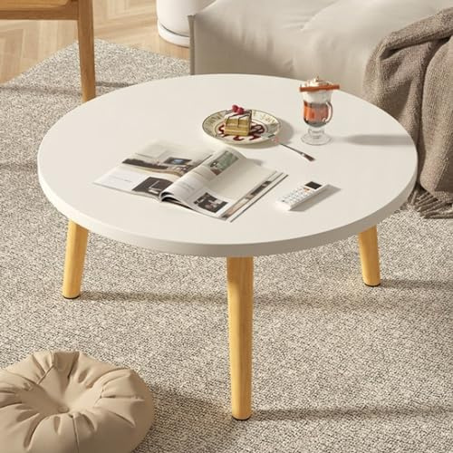 Luojuny Runder Esstisch, 60 cm Durchmesser, 50 cm Höhe, kleiner Küchentisch, wasserdicht, Massivholz, modern, nordischer stabiler Esstisch, einfach zu montieren, Platz für 2 Personen