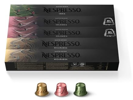 Nespresso Original - Assortiment Master Origins - 50 Capsules Café | Compatible avec machines espresso Original - Extraction 40ml ou 110ml - Intensité 5 à 11 - Notes boisées et fruitées
