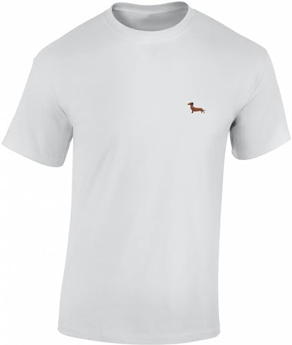 Baddery T-Shirt Homme avec Motif de Chien - „Teckel brodé“ | T-shirt pour les amoureux des chiens pour homme et femme