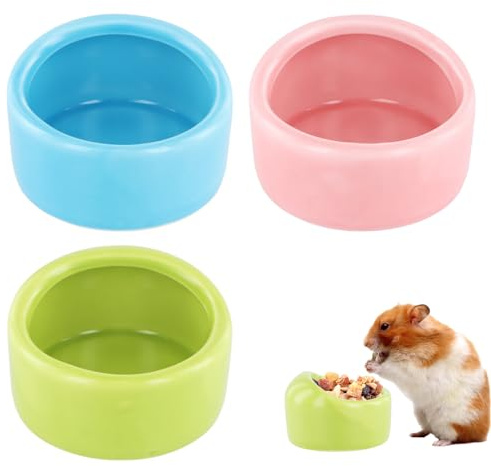 Volumoon 3PCS Hamster Bowl, Ceramic Hamster Bowl, Guinea Pig Bowl, Hedgehog Bowl, Small Animal Food Bowl, Food Bowl for Hamsters, Small Hamster Bowl, Small Animal Bowl for Hamster Gerbil Hedgehog