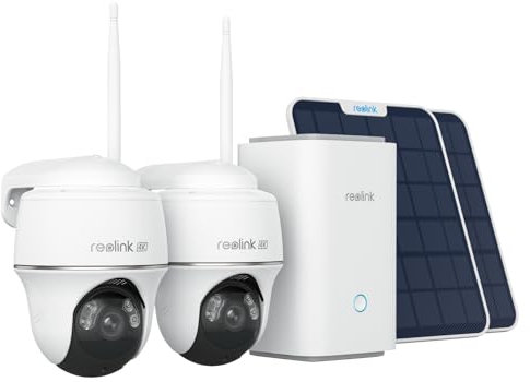 Reolink Home Hub+ 4K HD Security Camera Outdoor Wireless Kit, Argus PT Ultra+Solar Panel Home Security System, 64GB Local Storage, No Subscription Fee, 360° Surveillance, Night Vision, 2.4/5 GHz WiFi