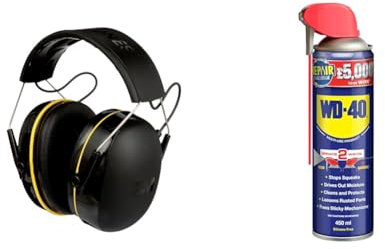 3M WorkTunes Connect, Bluetooth Ear Defenders Wireless, 90543EC1, Hearing Protector Earmuffs & WD-40 Multi-Use Smart Straw 450ml Spray Aerosol Can Clean Rust Lubricant, blue