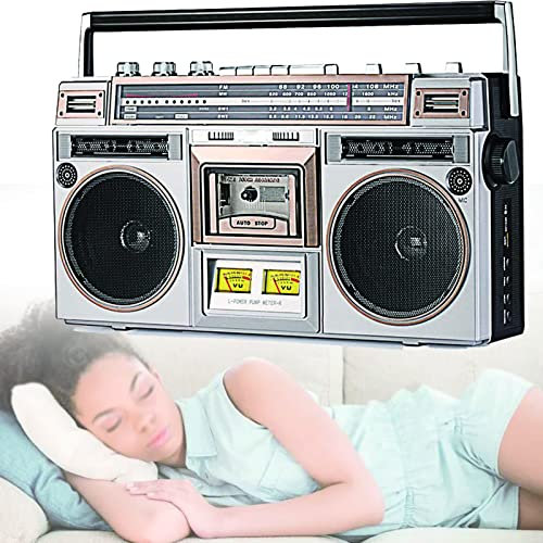 Reproductor de casete con radio FM, reproducción de MP3 USB y Bluetooth, reproductor portátil Boombox con control remoto, conector para auriculares y entrada auxiliar