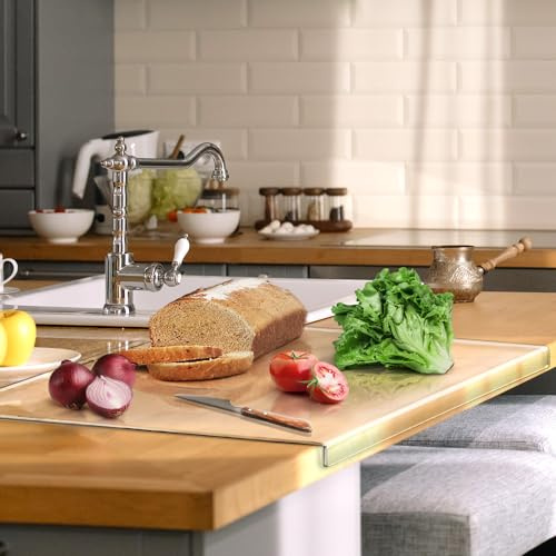 Gracenal Acryl Schneidebrett, Cutting Board, Großes Schneidbrett Rutschfest mit Lippe, Schneidebrett Glas Arbeitsplatte Küche Durchsichtig, Geschenk Küche Küchenutensilien, Küchen Gadgets, 60x45cm