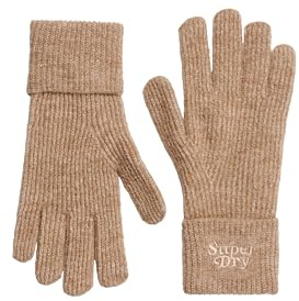 Superdry Damen Weiche, gerippte Strickhandschuhe