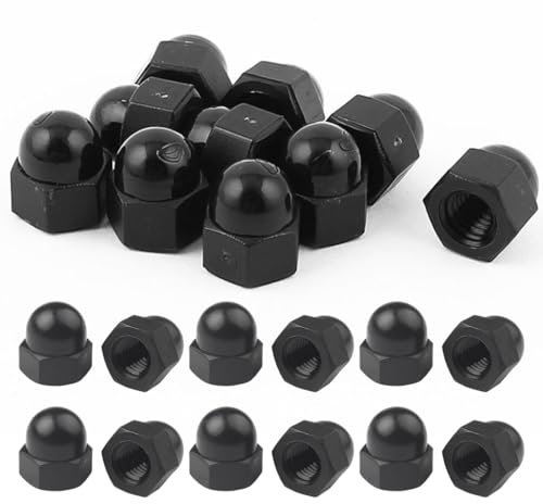 WeddHuis 30 Pièces Écrous Borgnes Haut de Gamme Galvanisés DIN 1587 Forme Haute Hexagonale Acier pour Boulons de Vélo Tiges Filetées (M8) (Noir)