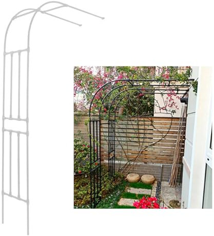 Halbseitiger Bogen gegen die Wand, Garten, Rankgitter, Tunnel für Kletterpflanzen, Outdoor, Stahlbogen, Dekoration, Pergola für Hinterhof, Terrasse, Hof (Weiß, 150 x 240 x 40 cm)