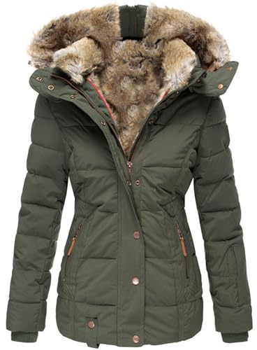 Damen Winterjacke (XS-6XL) Steppjacke hochstehender gefütterter Kragen geringes Eigengewicht Jacke Abnehmbare Ärmel Damen Strickjacke Mit Kapuze Damen Kurz 3 In 1 Jacke Damen