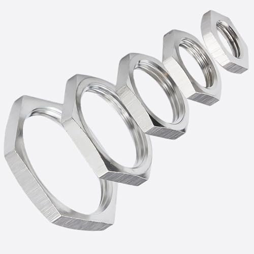 ZHAOMEI Innengewinde, Sechskant-Sicherungsmutter, Rohrverschraubung, Edelstahl 304, sechseckige, dünne Mutter Silver M30×1.5 (2Pcs)