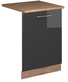 Vicco Façade de Lave-Vaisselle Fame-Line, Anthracite Haute Brillance, 60cm, PT Chêne, à Combiner avec d'autres modules de la série Fame-Line