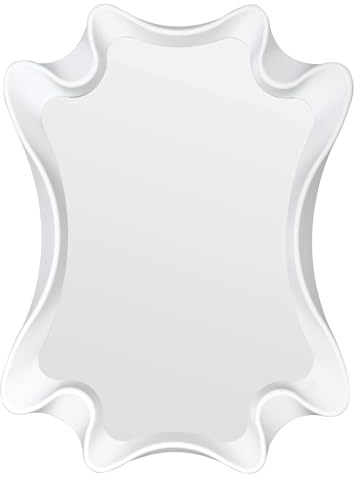 Funerom unregelmäßiger Wandspiegel Kleiner gewellter Spiegel,White,40x 30cm