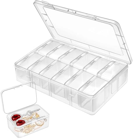 Mathtoxyz Kleine Perlen-Organizer und Aufbewahrung, Plastik Kunststoff Klar Box Aufbewahrung Behälter Box mit Klappdeckel für Kleine Perlen Schmuck, Bastelartikel & Kleinteile Aufbewahrungsbox