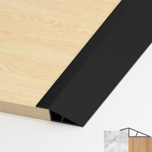 LIHIQIYA PVC Türschwellen Leiste, Übergangsprofil Selbstklebend, Übergangsleiste Boden Höhenausgleich Abdeckleiste für Parkettböden Laminate Schwellen (Schwarz, 12mm bis 15mm, 1M)