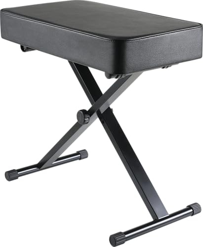 Clevich Verstellbarer Klavierhocker 50-52-54-56CM, X-förmiger Keyboard Hocker Klappbare, Verdicktem 8CM PU-Kissen, Klavierstuhl Hocker -für Piano Keyboard Tisch in Schwarz