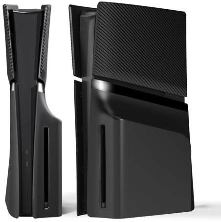 eXtremeRate eXcover Coque de Rechange pour ps5 Slim Console | Façade,Faceplate Latérale pour ps5 Slim Disc Edition Plaques Couverture avec Aérations de Refroidissement-Noir