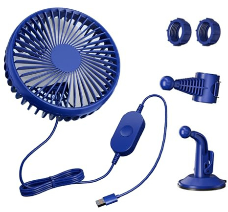 X-Institute Ventilador de escritorio giratorio de 360 grados con base de succión y montaje en silla, 3 velocidades, portátil, para coche, camión, tienda de campaña, hogar, oficina, rejilla USB
