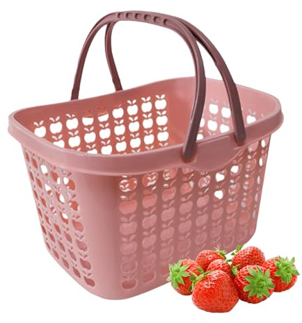 POPETPOP Cesto della Spesa per Frutta e Snack in Plastico Manico Ergonomico , Elegante e Pratico per Uso Interno in Cucina e Ktv