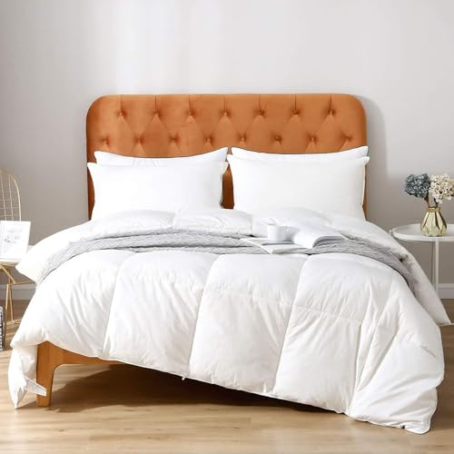 Oaken-Cat Piumino Estivo con Piume Coperta con 10%, 155 × 220 cm | Leggero con Trapuntatura, Federa in Cotone Oeko-Tex e RDS, Traspirante e Facile da Curare
