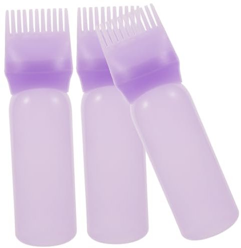 WEKADRIN 3 Piezas Botella Aplicadora para Raíces con Peine Morado de Unidades para Aceite Tinte y Cuidado Diseño Práctico y Fácil de Usar para Distribución Uniforme