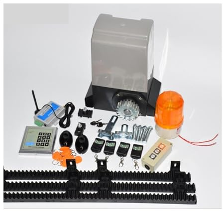 CFWWSAQ Sliding Gate Opener, Intensive Use Factory Home 1200kg/1500kg Automatic Electric Sliding Gate Opener Kit, 4 Remote, 4m/5m Nylon Rails(KIT6)