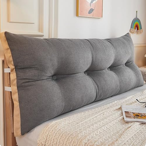 A,200cm*60cm*12cm,Rückenkissen Bett 100/120/180/200cm, Wandkissen Bett Bettkissen Rückenlehne Keilkissen Rückenkissen für Bett und Sofa, Gemütliches Lesekissen Ideal zum Anlehnen Im Bett