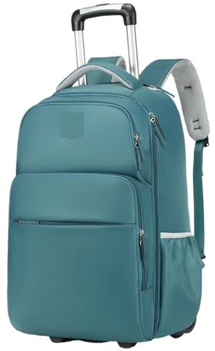 ZYAYNG Skolväska med hjul rullande ryggsäck med hjul affärer, vattentät resa bagage väska skolväska med för resor, gRÖN, 17 Inches, bohemisk