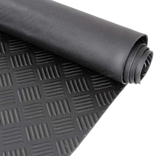 ANRO Tapis en caoutchouc au mètre - Tapis de sol en tôle ondulée - 3 mm - En caoutchouc - Pour sol d'atelier, établi - Tapis antidérapant pour remorque, cave, garage, TPE - Faible odeur - 300 x 140 cm