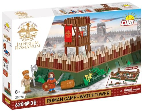 COBI 20076 Imperium Romanum Römisches Lager Wachturm Bauset, 628 Klemmbausteine, 3 Minifiguren, ab 8 Jahren, Historisches Spielzeug
