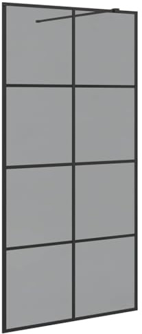 vidaXL Pared de Ducha Walk-in Negro 100 x 195 cm Vidrio Templado, Adición de baño, Ducha Moderna Tipo Walk-in con partición de Vidrio, Pantalla Duradera, Estilo Minimalista