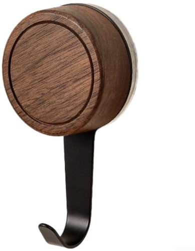 Gancho de ventosa de madera de nogal con tecnología de vacío, colgador adhesivo sin taladrar para baño, dormitorio y armario, alta capacidad de carga de hasta 5 kg (1)