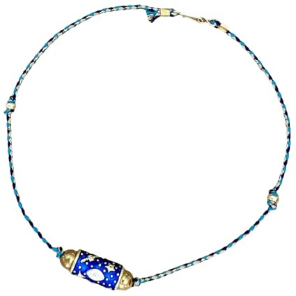 Handicraftsman - Cadena de esfera de tambor con revestimiento de éxito, joyería étnica alentada con colorida entonación antigua, cadena de esfera de tambor tradicional, Talla única, como se describe