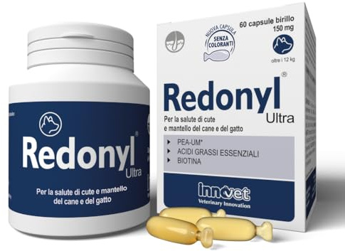 Redonyl Ultra 150 mg per cani e gatti – 60 capsule – Alimento complementare avanzato per il supporto di cute e mantello – Supporta la pelle sensibile e favorisce un mantello sano, con PEA-um