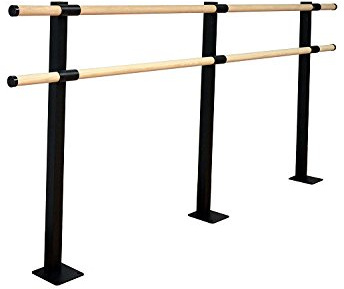 Vita Vibe - SHD120-W Traditional Wood Double Barre Fixed Height Floor Mount Ballet Barre - Stretch/Dance Bar - USA Made (10 FT)