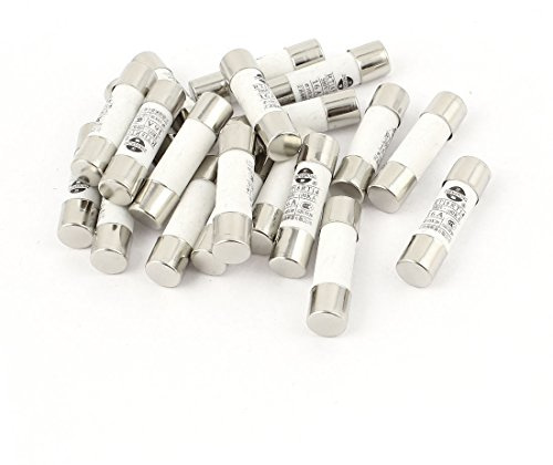 sourcing map 20 Piezas RO15 RT18 RT14 Cerámica Cilíndrico Tubo Fusible 16A 380V 10x38mm