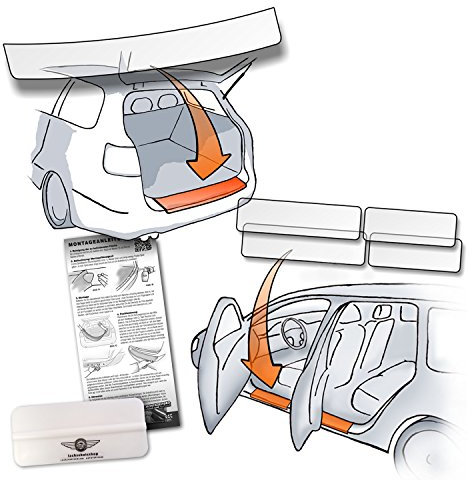 Lackschutzshop - Set Passform Lackschutzfolie passend für Modell Siehe Beschreibung für Ladekante und alle Einstiegsleisten/Türeinstiege transparent 150µm, vorgeschnitten, paßgenau, selbstklebend