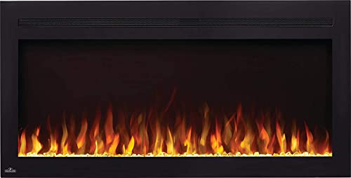 Napoleon Purview 42 - NEFL42HI - Wall Hanging Electric Fireplace, 42-in, Black, Glass Front, Glass Crystal Ember Bed, 3 Flame Colors, Use with or Without Heat