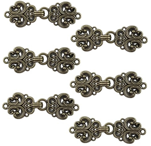 CRAFFANCY Cardigan-Clips, 6 Paar Vintage Hohle Blume Cape Fasteners Nähen auf Haken und Ösen Umhang Verschluss Verschlüsse für Pullover Schal Antik
