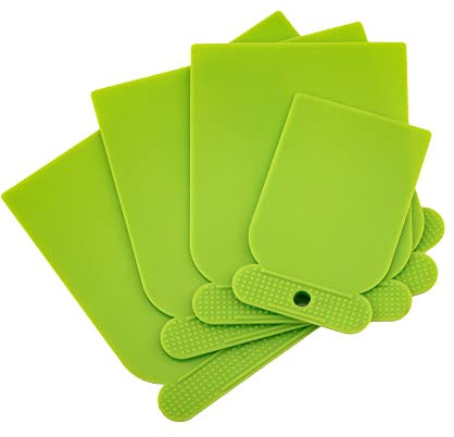 Mivos Japanspachtel Satz 4-teilig - Japan Kunststoffspachtel-Satz - Karosserie Spachtelsatz - Glättespachtel Set - Flexibel und Säurefest - 50 mm 70 mm 95 mm 115 mm - Made in EU