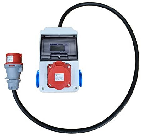 Swissnox Verteilerbox (16A MID) geeichter Stromzähler mit 2x Schuko und 1x 16A CEE Anschluss