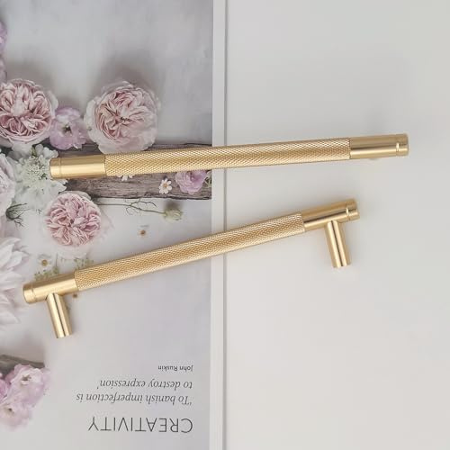 Pexintek 6 Stycken Skåphandtag Moderna Handtag i Guld Möbelhandtag 160mm Hålavstånd Dörrhandtag Kökslådhandtag Vintage Handtag för Köksskåp, Byrå, Garderob (Guld)