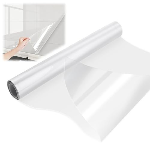 Protection Mur Cuisine Film Adhesif Transparent 40cm×300cm Protege Mur Cuisine Papier Film Transparent Autocollant pour Plastique Autocollant Adhesif pour Meuble
