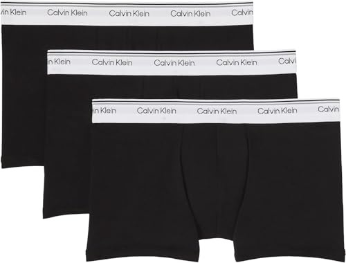 Calvin Klein Calzoncillos bóxer Pack de 3 Hombre Trunks Balance con Logotipo en la Cintura, Negro (Black), M