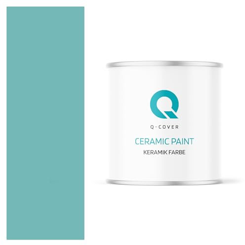 Q-COVER Keramik Farbe 2L (ca.14m²) Türkis Wandfarbe Innenfarbe Abwaschbar Klasse 1 Mattfarbe Deckenfarbe Scheuerfest Küche Bad Treppen Ceramic Hohe Deckkfraft