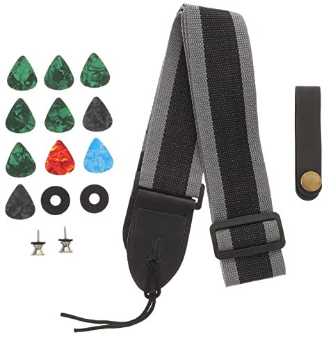 TOYANDONA 1satz Gitarrengurt Mit Teilen Verstellbarer Langlebiger Gitarrengurt Aus Hautfreundlichem Material Inklusive Gurtknopf Gummihaltern Und Plektren Geeignet Gitarren Und